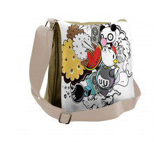 Animal Food Crazy Doodle Messenger Bag