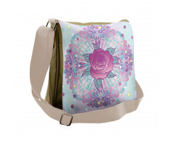 Psychedelic Rose Mandala Messenger Bag