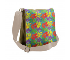 Abstract Vibrant Hibiscus Messenger Bag