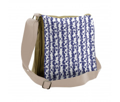 Blue and White Hibiscus Messenger Bag