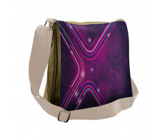 Purple Lines Circles Messenger Bag