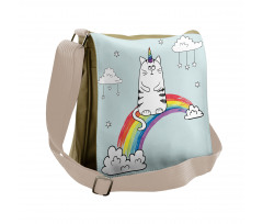 Rainbow Words Art Messenger Bag