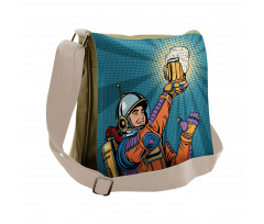 Astronaut Holds Beer Messenger Bag