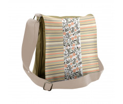 Floral Ornate and Stripes Messenger Bag