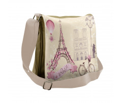 Floral Paris Eiffel Messenger Bag