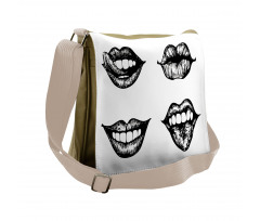 Monochrome Sketch Style Messenger Bag