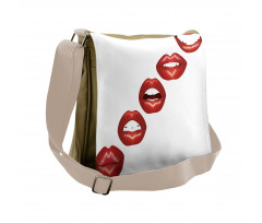 Vivid Full Red Lips Feminine Messenger Bag