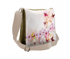 Floral Art Butterflies Messenger Bag