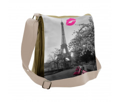 Romantic City and a Kiss Messenger Bag