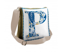 P and Forest Leaves Messenger Bag