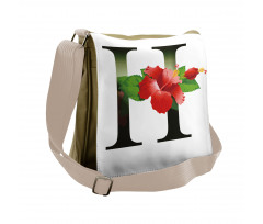 Hibiscus Green Leaves Messenger Bag