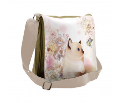 Pastel Kitty and Butterflies Messenger Bag