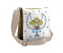 Little Girl Red Heart Messenger Bag