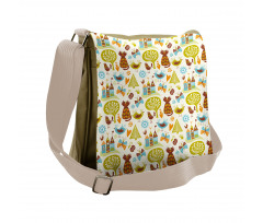 Cats Birds Butterfly Messenger Bag