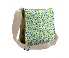 Flowering Blueberry Leaf Messenger Bag