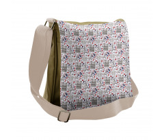 French Travel Pattern Messenger Bag