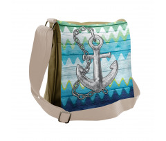 Nautical Chevron Zigzags Messenger Bag