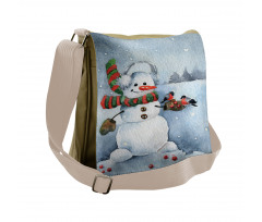 Watercolor Xmas Winter Messenger Bag