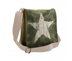 Grunge Star on Green Messenger Bag