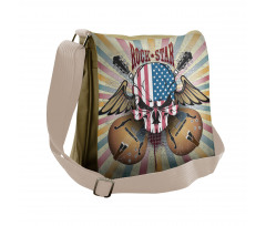 Angry Skull America Flag Messenger Bag