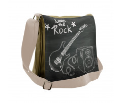 Love Rock Music Sketch Messenger Bag