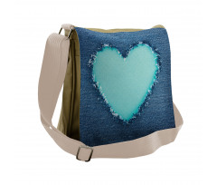 Denim Heart Love Messenger Bag