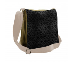 Black Damask Floral Messenger Bag