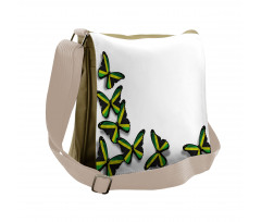 Butterflies with Flag Messenger Bag