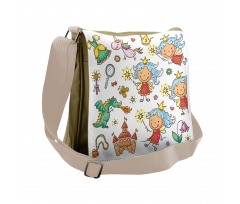 Cartoon Princess Motif Messenger Bag