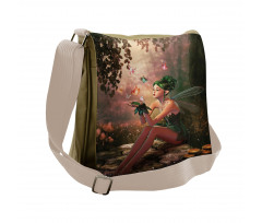 Girl Wings Butterflies Messenger Bag