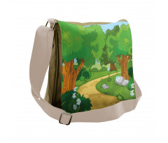 Pathway Flowers Trees Messenger Bag