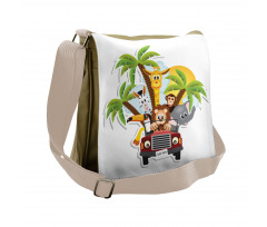 Zebra Toucan Lion Elephant Messenger Bag