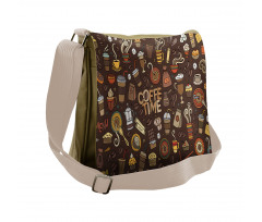 Hand Drawn Doodle Coffee Messenger Bag