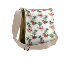 Palm Trees Hibiscus Messenger Bag