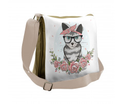 Hipster Cool Cat Portrait Messenger Bag