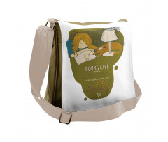 Girl and Cat Sleep on Book Messenger Bag