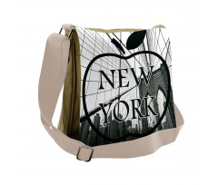 Cityscape Big Apple Motif Messenger Bag