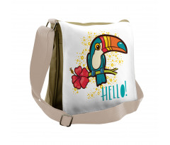 Toucan Bird with Hibiscus Messenger Bag