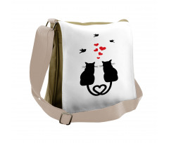 Cats in Love Heart Tail Messenger Bag