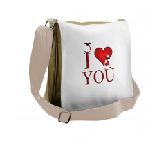 Sheep and Red Heart Messenger Bag