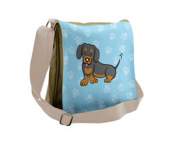 Happy Puppy Cartoon Messenger Bag