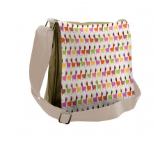 Colorful Puppy Motif Messenger Bag