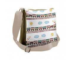 Cartoon Train Tracklines Messenger Bag