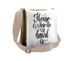 Monochrome Text Messenger Bag