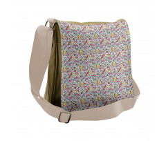 Memphis 90s 3D Shapes Messenger Bag