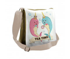 Tea Drinking Whales Messenger Bag