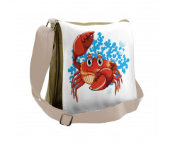 Cartoon Blue Coral Reef Messenger Bag