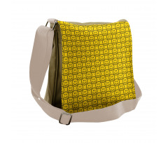 Diagonal Smiling Faces Messenger Bag