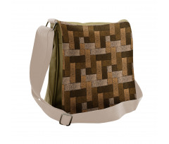 Wooden Parquet Motif Messenger Bag