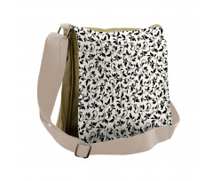 Monochrome Scroll Pattern Messenger Bag